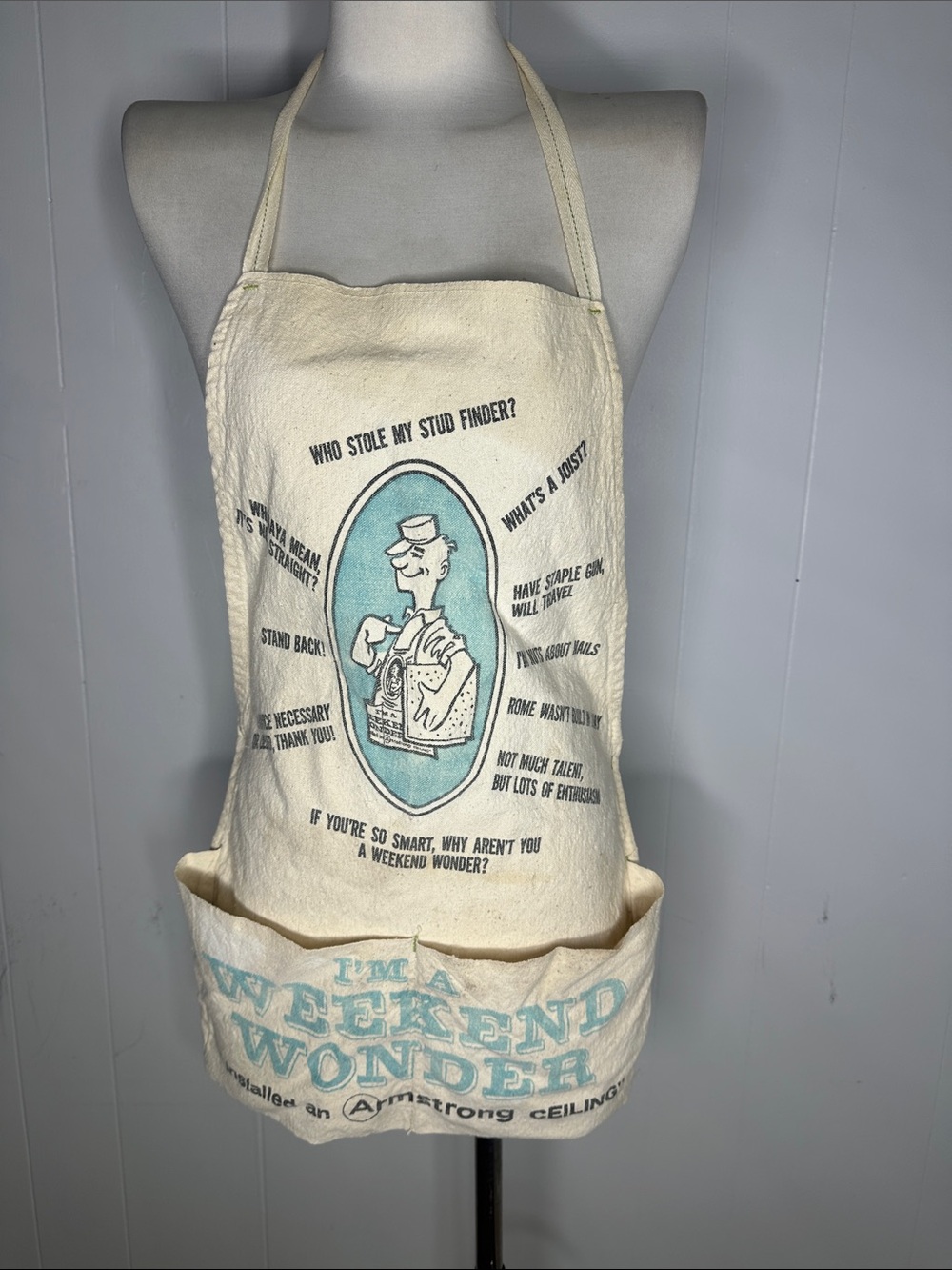 Vintage Weekend Wonder Funny 60s Nail Workers Canvas Apron